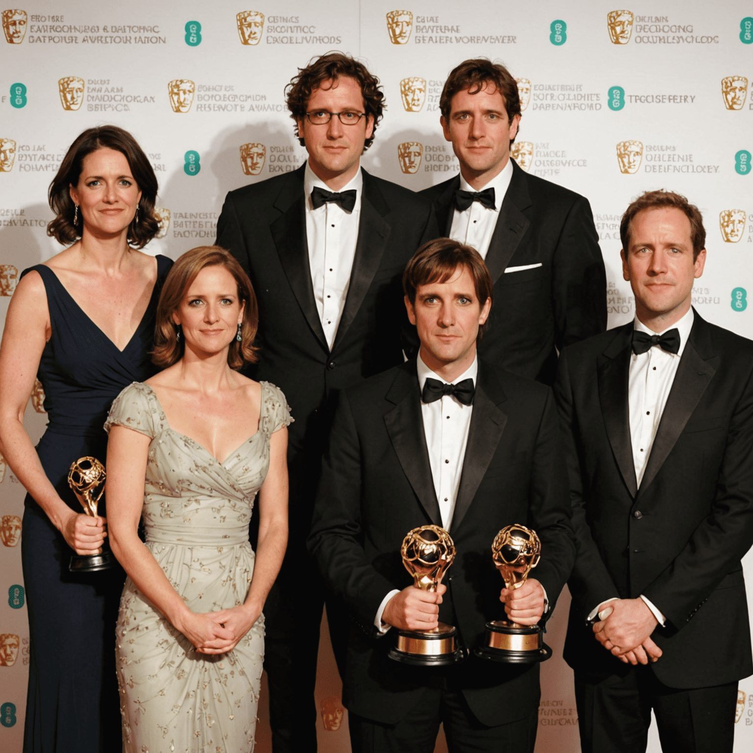 The Office UK cast receiving a BAFTA award